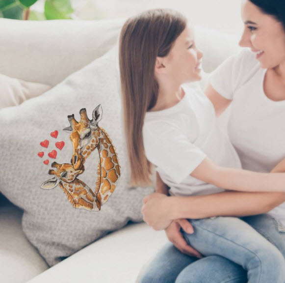 Coussin brodé fête des mères