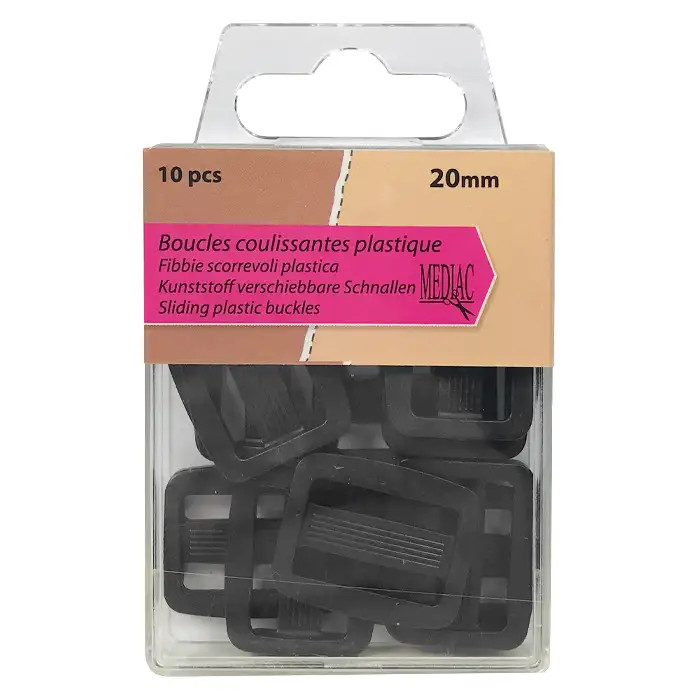 Boucles coulissantes plastiques 20mm (10pcs) Boucles coulissantes plastiques 20mm (10pcs)