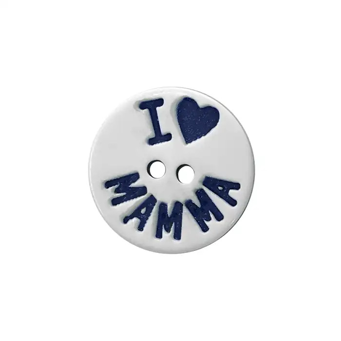 Bouton 15mm Mamma blanc et marine Bouton 15mm Mamma blanc et marine