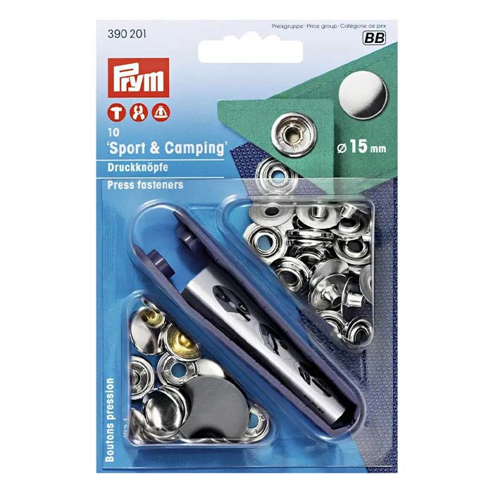 Boutons pression sport camping 15mm argent Boutons pression sport camping 15mm argent