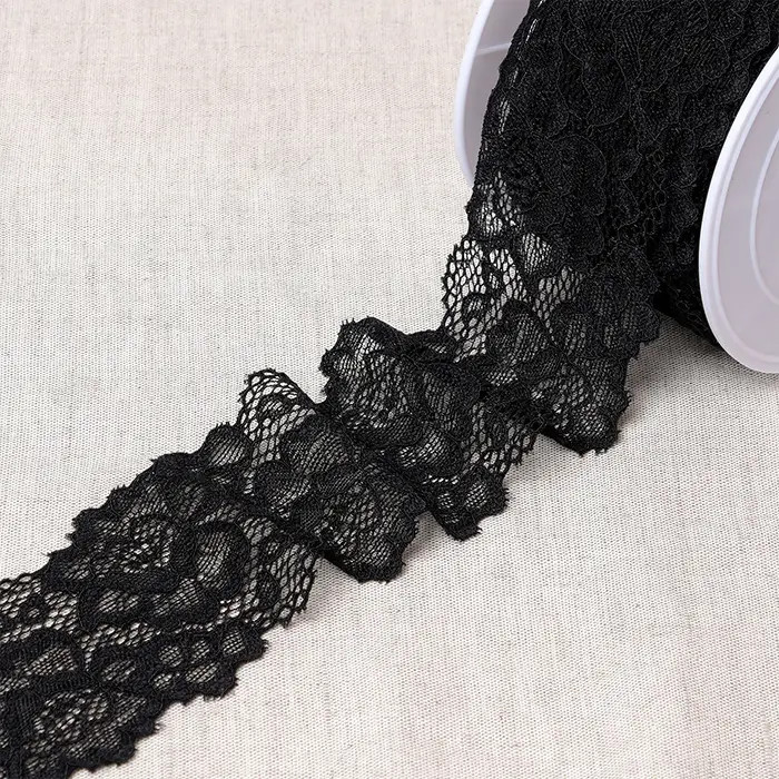 Dentelle élastique entre-deux fleurs bordeaux /m Dentelle élastique entre-deux fleurs bordeaux /m