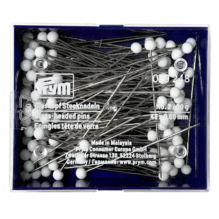 Epingles (30g) tête verre 0.80x48mm Prym Epingles (30g) tête verre 0.80x48mm Prym