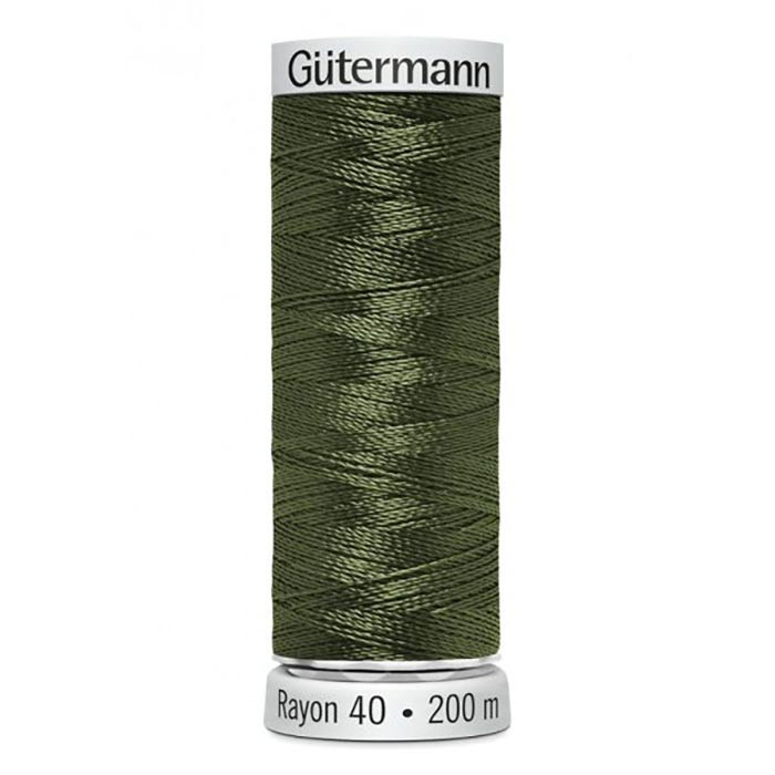 Fil à broder Gutermann Rayon 40 200m 0630 vert olive Fil à broder Gutermann Rayon 40 200m 0630 vert olive