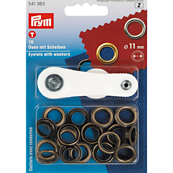 Oeillets et rondelles 11mm laiton Prym Oeillets et rondelles 11mm laiton Prym
