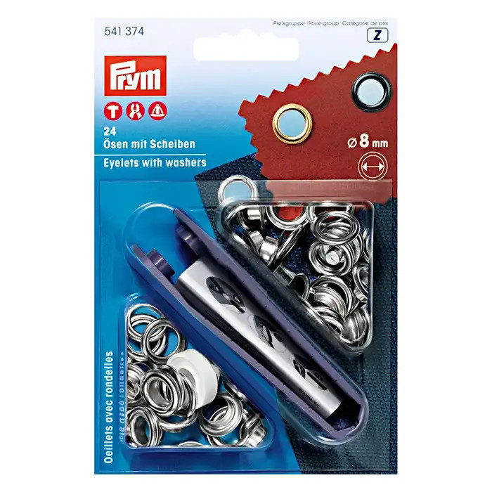 Oeillets et rondelles 8mm argentés Prym Oeillets et rondelles 8mm argentés Prym