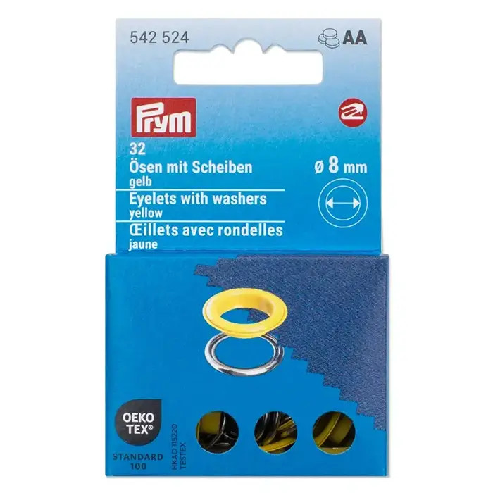 Oeillets et rondelles 8mm jaune Prym Oeillets et rondelles 8mm jaune Prym
