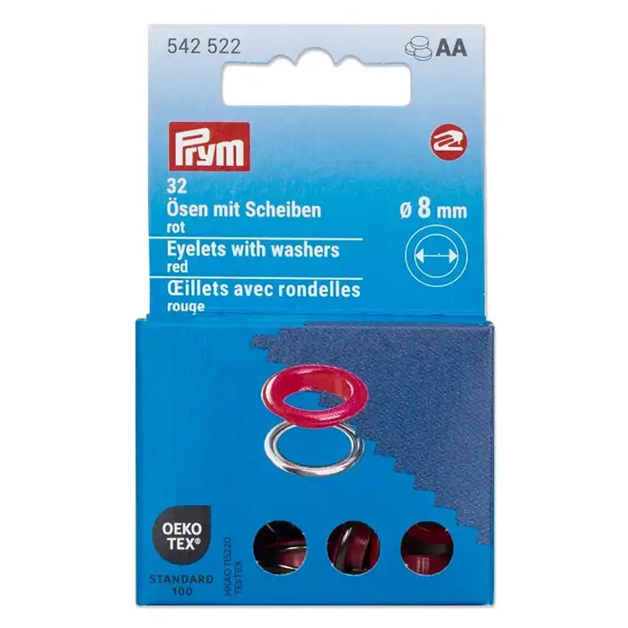 Oeillets et rondelles 8mm rouge Prym Oeillets et rondelles 8mm rouge Prym