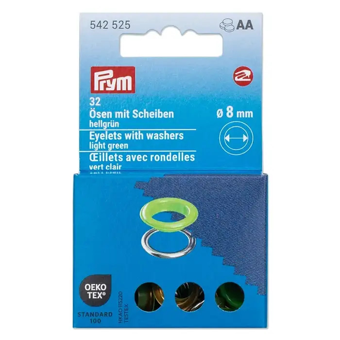 Oeillets et rondelles 8mm vert Prym Oeillets et rondelles 8mm vert Prym