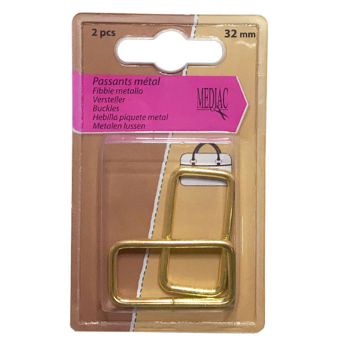 Passants métal dorés pour lanière 32mm Passants métal dorés pour lanière 32mm