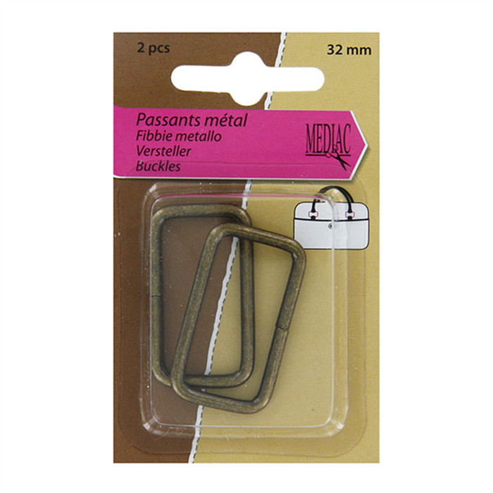Passants métal laiton pour lanière 32mm Passants métal laiton pour lanière 32mm
