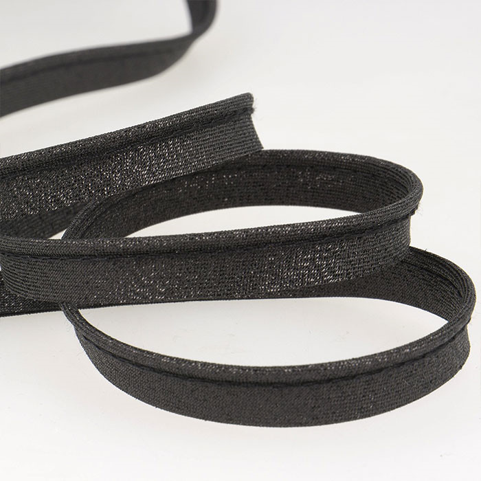 Passepoil métallique 10mm Noir au mètre Passepoil métallique 10mm Noir au mètre