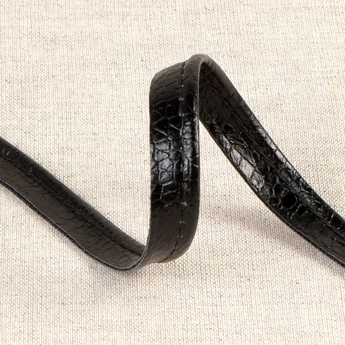 Passepoil simili 10mm noir au mètre Passepoil simili 10mm noir au mètre