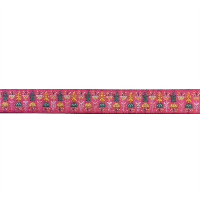 Ruban Fleurs Roses 16mm au mètre Ruban Fleurs Roses 16mm au mètre