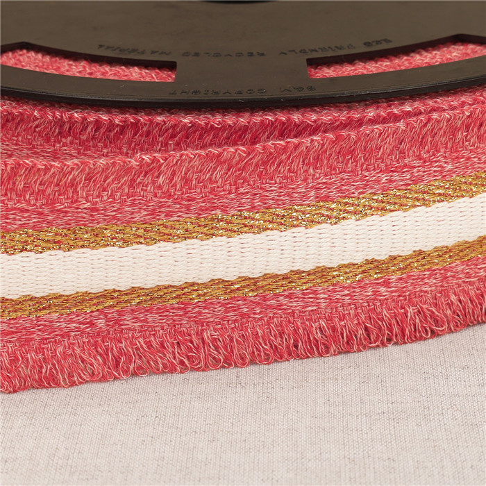 Sangle frangette lurex rouge 50mm au mètre Sangle frangette lurex rouge 50mm au mètre