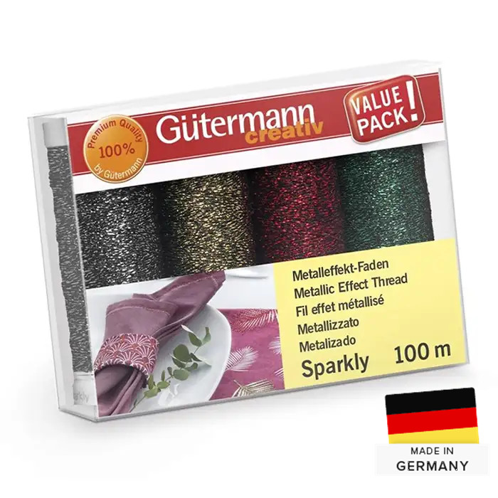 Set de 4 fils à coudre effet métallisé Gütermann 3 Set de 4 fils à coudre effet métallisé Gütermann 3